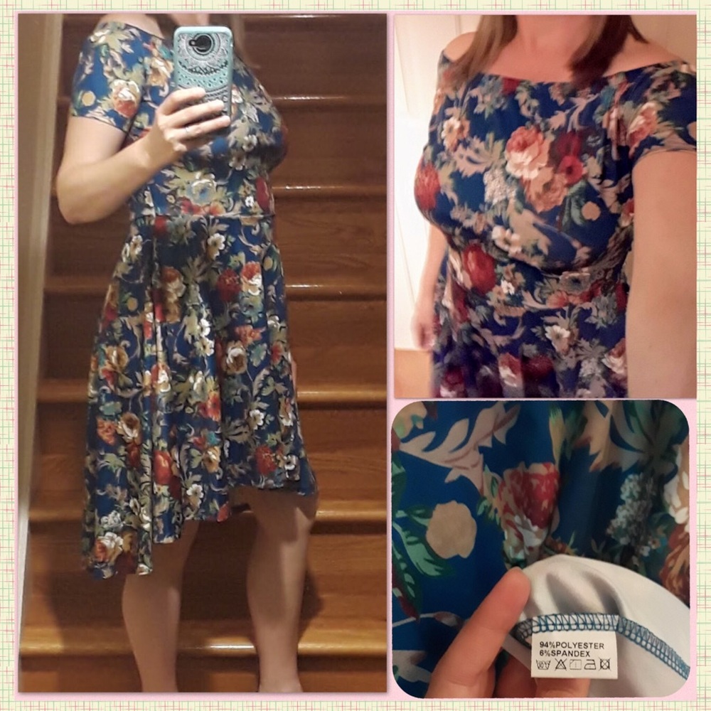 Womens Off the Shoulder High-Low Hem Dress, Floral